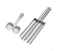 Macchina per polpette in acciaio inossidabile 304 con cucchiaio raschietto per carne di manzo, pollo e verdure, strumento da cucina argentato, per palline uniformi, lavabile in lavastoviglie, gadget