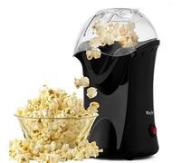 Macchina per Pop Corn Macchina Popcorn Compatta ad aria calda senza grassi,Design a Bocca Larga, 1200 W, include Misurino e Coperchio Rimovibile,Nero
