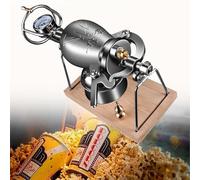 macchina per popcorn, Macchina for popcorn in acciaio inossidabile 304, mini popcorn manuale con manovella manuale con base in legno, macchina for popcorn con valvola a doppia pressione,268ML(328ML)