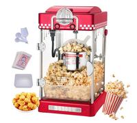 Macchina per popcorn, macchina per popcorn stile vintage da 3 once con bollitore, controllo a 2 interruttori, luce calda e porte in vetro temperato, per bar teatro red