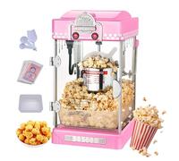 Macchina per popcorn, macchina per popcorn stile vintage da 3 once con bollitore, controllo a 2 interruttori, luce calda e porte in vetro temperato, per bar teatro pink