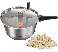 Macchina per Popcorn, Piano Cottura A Gas in Acciaio Inossidabile, Pentola Popper Commerciale Antiaderente Manuale A Manovella Macchina per Fare Mais Spuntato con Olio Ca