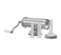 Macchina per salsicce professionale in acciaio inox con 3 beccucci - Insaccatrice manuale/riempitrice per carne - Insaccatore a manovella per salsicce fatte in casa - Argento