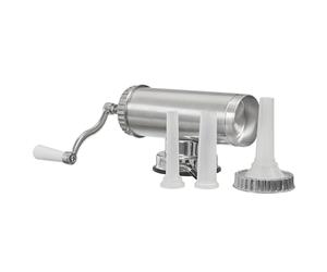 Macchina per salsicce professionale in acciaio inox con 3 beccucci - Insaccatrice manuale/riempitrice per carne - Insaccatore a manovella per salsicce fatte in casa - Argento