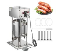 Macchina per salsicce verticale, riempitrice automatica elettrica, riempitrice per carne a doppia velocità con 5 imbuti di riempimento, accessorio da cucina in acciaio inossidabile