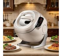 Macchina per Saltare in Padella Automatica 6L, Macchina per Riso Fritto Wok a 360°, Macchina per Cucinare Lazy Wok con 3 Velocità Regolabili - Per Friggere, Stufare, Cucinare