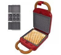 Cecotec Tostiera Vintage Rock'Ntoast Retro One Rosso. 700W, 3 Piastre Intercambiabili, Design Retrò, Rivestimento Rockstone, Indicatore Luminoso, Base Antiscivolo, Manico Freddo, Clip Chiusura