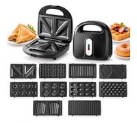Macchina per Sandwich Multifunzione, 10-in-1, Riscaldamento Doppia 750W | Prepara Panini e Waffle, Controllo Automatico della Temperatura, Piastre Rimovibili, Cucine e Camper