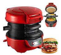 Macchina Per Sandwich Per La Colazione, Macchina Elettrica Per Hamburger Con Cuoci-uova, Ingredienti Personalizzabili, Ottima Per Muffin Inglesi, Croissant, Waffle E Egg McMuffin Maker(Red)