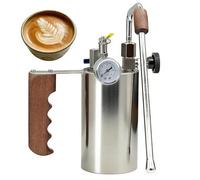 Macchina per schiuma di caffè, montalatte professionale, macchina schiumare acqua bollente, capacità 100-500 ml, manometro, manico in legno, per latte macchiato, cappuccini