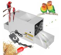 Macchina per soffiare cereali elettrica per mangime per uccelli, doppio cassetto con ventola a velocità regolabile, porta di alimentazione allargata, ideale per miglio, semi, riso e fagioli