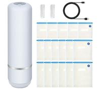 Macchina per sottovuoto, per alimenti, strumento di saldatura mini con 15 sacchetti riutilizzabili, per conservare sotto vuoto gli alimenti, per famiglie, studenti, adulti, uomini, donne, casa, cucina