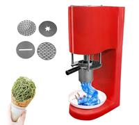Macchina per spaghetti gelato, macchina elettrica commerciale per spaghetti gelato, 4 stampi di forme diverse, tramoggia da 420 ml, avvio con un solo tocco, per gelaterie(Red)