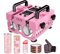 Macchina Per Stampa Termica Tazze Con Doppio Sottobicchiere, Macchina Per Trasferimento Termico Tazza 1000w, Due Pannelli Lcd Controllati In Modo Indipendente, Sublimazione Tumbler Per 11-3 Pink