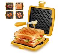Macchina per toastie e sandwich per microonde, micro toasties in silicone, con piastre antiaderenti facili da pulire, facile da cucinare per panini croccanti, panini, salsicce, giallo