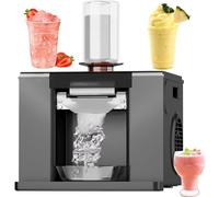 Macchina per tritare il ghiaccio da 380 W, macchina automatica per ghiaccio a fiocchi di neve, raffreddamento rapido in 60 secondi, capacità del serbatoio di 350 ml, per negozi di bevande(Black)