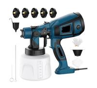 Macchina per verniciatura a spruzzo, Pistola a spruzzo elettrica da 1400 ml, spruzzatore di vernice ad alta potenza da 850 W, aerografo for rivestimento in acciaio for mobili, auto e casa con 5 ugelli