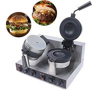 Macchina per waffle antiaderente elettrica per uso domestico e commerciale - Griglia per hamburger da 2400 W con controllo della temperatura e del tempo - Doppia pressa per panini per waffle