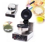 Macchina per waffle commerciale, macchina per waffle elettrica in acciaio inossidabile da 1200 W, piastra di cottura ruotabile di 180°, con vassoio raccogli briciole, controllo della tempera