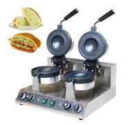 Macchina per waffle commerciale per hamburger, pressa elettrica per panini antiaderente da 1300 W, temperatura regolabile da 50 a 300 ℃ Riscaldamento su entrambi i lati, ruotabile di 180 °, timer da 5