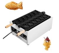 Macchina per waffle commerciale Taiyaki Fish, macchina per waffle elettrica antiaderente in acciaio inox da 6 pezzi, timer di temperatura regolabile, ideale per casa, ristoranti