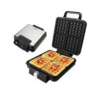 Macchina per waffle da 1500 W, maker waffle con riscaldamento a doppia faccia, rivestimento antiaderente, maniglia del tatto fresco, controllo della temperatura, macchina per la colazione per caffè