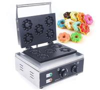 Macchina per waffle elettrica commerciale Plum Flower, macchina per ciambelle - Macchina per waffle antiaderente a 5 fori con controllo della temperatura/tempo per panetterie, ristoranti, sn