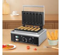 Macchina per waffle, hot dog e mais, elettrica commerciale, per hot dog al formaggio, 1550 W, antiaderente, intervallo di temperatura 50-300 °C, timer da 0 a 5 minuti, riscaldamento uniforme