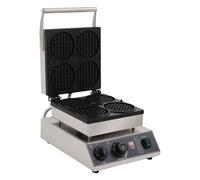Macchina per waffle per 4 waffle a forma rotonda, 1750 W, con tabella comparativa della temperatura, piastra professionale per waffle con piastre antiaderenti, piastra per waffle 50-300 °C, 36 x 30 x