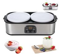 Macchina per yogurt, 2000 ml, temperatura regolabile e timer, con display a LED e 2 barattoli di vetro, perfetta per fare yogurt biologico, latticini e non latticini, natto, dessert fatti in casa