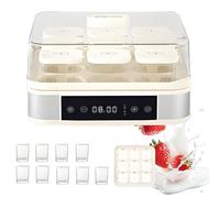 Macchina per Yogurt 40W, Yogurtiera con 9 Barattoli di Vetro da 170ml, Controllo Regolabile di Temperatura e Tempo, Pentola Interna in Acciaio Inox, per Yogurt Greco, Natto, Vino di Riso 12L