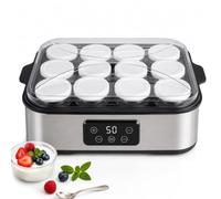 Macchina per yogurt automatica, capacità 2160 ml, 12 vasetti in vetro | Macchina per yogurt elettrica multifunzione, fermenti Yogurt Kefir e Natto, timer 48 ore da 68-131 °F