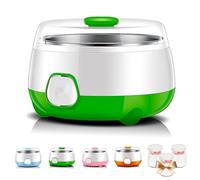 Macchina per yogurt con 3 vasetti, macchina per yogurt probiotici da 1 litro con rivestimento in acciaio inossidabile, macchina per fermentare Natto a basso rumore per preparare yogurt/vino di green