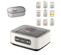 Macchina per yogurt con pentola interna in acciaio inossidabile 304 da 1,6 litri e 9 vasetti, macchina per yogurt con timer per vino di riso/natto fatto in casa