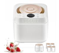 Macchina per yogurt da 1 l, fermentatore automatico per yogurt con barattolo da 1 litro e 4 vasetti da 125 ml, display digitale, 8 programmi preimpostati e riscaldamento a temperatura costante PTC per