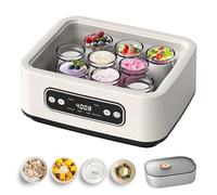 Macchina per Yogurt Elettrica da 1,6 Litri, Yogurtiera In Acciaio Inossidabile da 20 W con 9 Vasetti, 6 Funzioni, Macchina per Yogurt Multifunzione per Yogurt Fatto In Casa, Natto, Fermentazione not