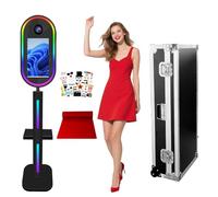 Macchina Photobooth specchio con schermo tattile da 15,6 pollici e caso di, mini PC integrato, stampa istantanea e condivisione, forma ovale per feste di nozze(nero, solo macchina)