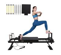 Macchina Pilates Reformer Attrezzatura, Pieghevole Pilates Reformer Machine con Jump Board, 4 Molle e 5 Corde per Palestra Domestica,C