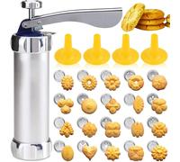 Macchina Pistola Per Biscotti Alluminio Siringa Dolci Formine Sparabiscotti 24pz