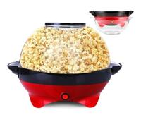 Macchina Popcorn, 5L Grande Macchina per Pop Corn Retrò da - Pop Corn Macchina con Rivestimento Antiaderente e Superficie Riscaldante Rimovibile - 800W (Rosso)