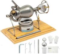 Macchina Popcorn Cinese, Mini Vintage in Acciaio Inossidabile Macchina Popcorn Pressione con Base in Legno, Ideale per Riunioni di Famiglia e Intrattenimento(Silver,520 ml)