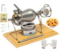 Macchina Popcorn Cinese Nostalgia, Mini Acciaio inossidabile Macchina per Pop Corn Professionale, Macchina per Popcorn Retrò con Manovella per la Casa(Argento,368ml)