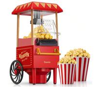 Macchina popcorn, Reemix 1200W Retrò Popcorn Maker, Senza olio, Popcorn fresco fatto in casa in meno di 3 minuti, Utilizza aria calda, Coperchio staccabile, Feste, Serate cinematografiche, Rosso [FRES