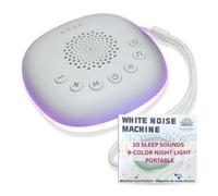 Macchina portatile per il rumore bianco - Aiuto per il sonno per neonati e adulti, creatore di suoni da viaggio per neonati, bambini e bambini piccoli - 20 suoni calmanti, luce notturna a 9 colori