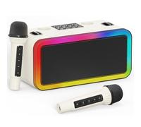 Macchina portatile per karaokee, 2 microfoni, altoparlante Bluetooth per esterni, macchina per karaoke, per bambini e adulti, senza fili, scheda PA TF/USB, effetto sonoro, luce per esterni/interni