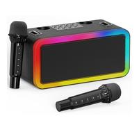 Macchina portatile per karaokee, 2 microfoni, altoparlante Bluetooth per esterni, macchina per karaoke, per bambini e adulti, senza fili, scheda PA TF/USB, effetto sonoro, luce per esterni/interni