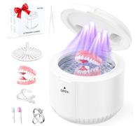 Macchina pulitore ad ultrasuoni da 45 kHz, capsula di pulizia dentale da 200 ml per protesi, allineatori, paradenti, guardie notturne, gioielli, spazzolino da denti, timer digitale a 3 modalità