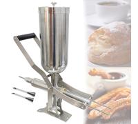 Macchina riempitrice per churros da 5 litri, macchina riempitrice manuale per gelatina di ciambelle, kit per la preparazione di churros in acciaio inox, 3 tubi di riempimento corti