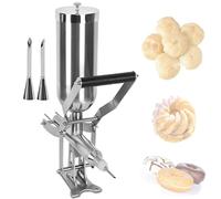 Macchina riempitrice per ciambelle alla frutta latina da 5 litri, macchina riempitrice per ciambelle in acciaio inossidabile, kit per la preparazione di ciambelle e churrera(3 Filling Pipes)