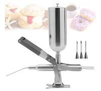 Macchina riempitrice per ciambelle da 5 litri, macchina riempitrice manuale per gelatina e ciambelle, riempitrice per churros in acciaio inox, con 4 tubi di riempimento